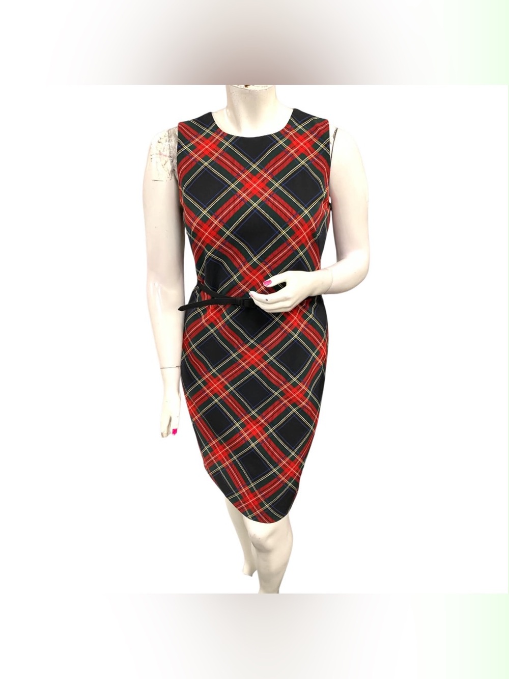 Ralph Lauren Red and Black Plaid Sheath Dress Size L